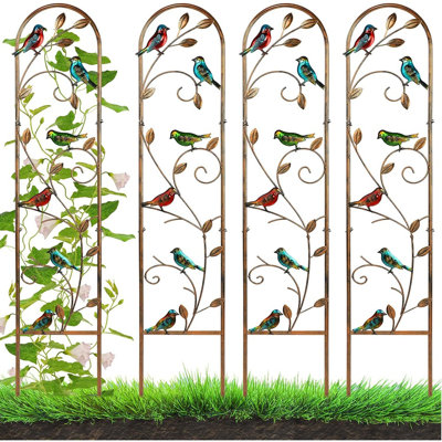 4 Pack Hummingbird Metal Garden Trellis For Climbing Plant...