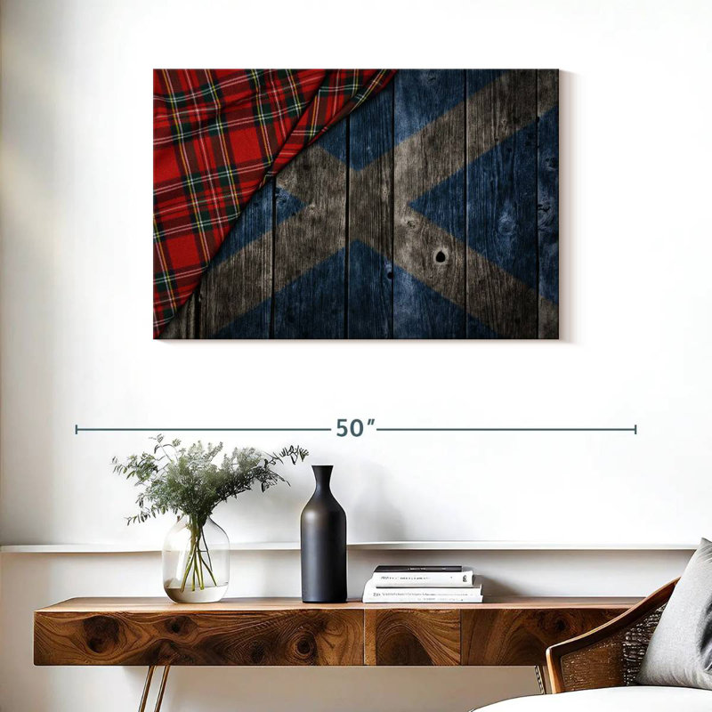Kilt de Borges et drapeau écossais, H 24 po x l 36 po