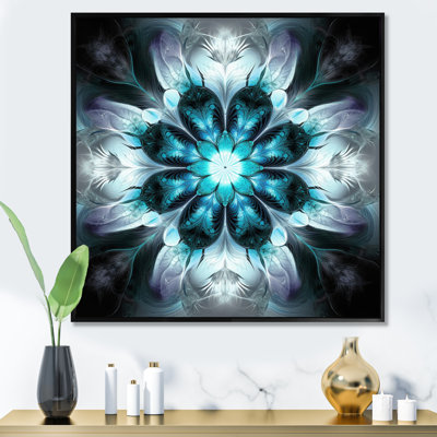«Turquoise and White Fractal Flowers II», reproduction d'art sur toile