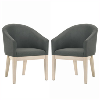 Ensemble de 2 chaises d'appoint contemporaines tonneau en tissu doux gris de 23 pouces de largeur