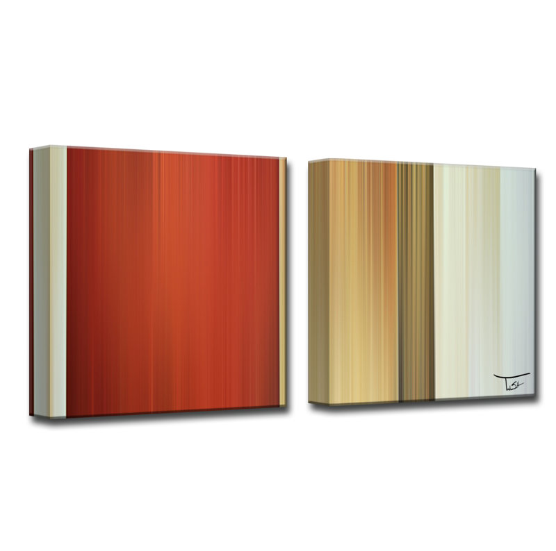 «Blur Stripes LXIV», ensemble de 2 toiles tendues, H 20 po x l 40 po x P 1,5 po