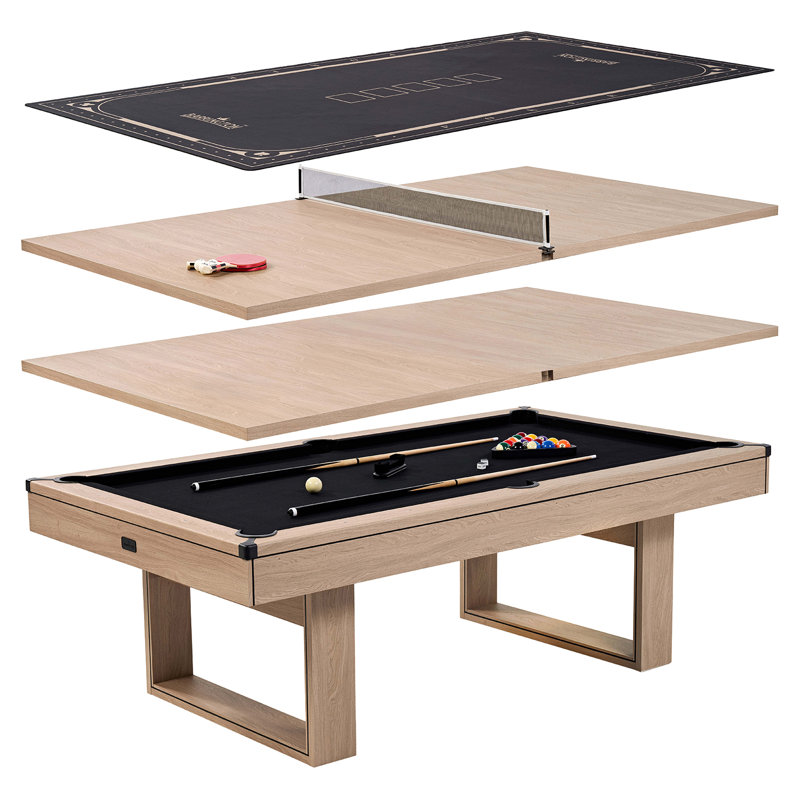 Barrington Billiards Timbercrest Table de billard combinée 4 en 1, table de billard, salle à manger, tennis de table et poker, tiroir de rangement intégré
