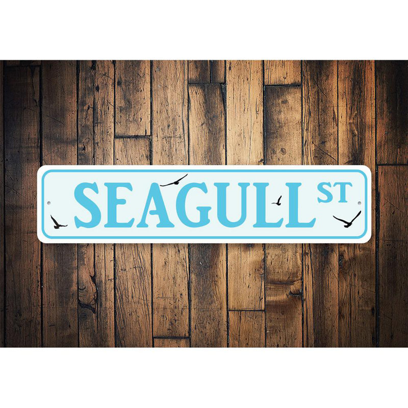 Plaque en aluminium Seagull Street, H 4 po x l 18 po x P 0,04 po