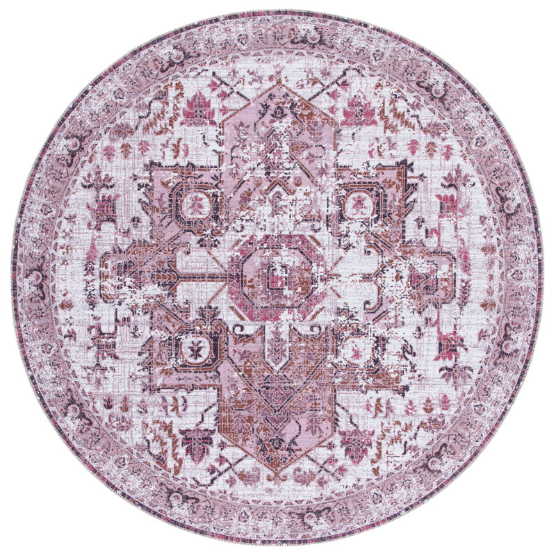 Hallel Performance Machine Washable Oriental Rug, Round 6'7"
