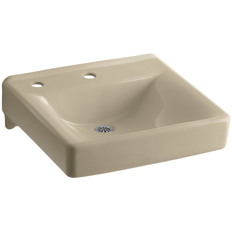 Soho Ceramic 20" Wall Mount Bathroom Sink, Mexican Sand, Single
