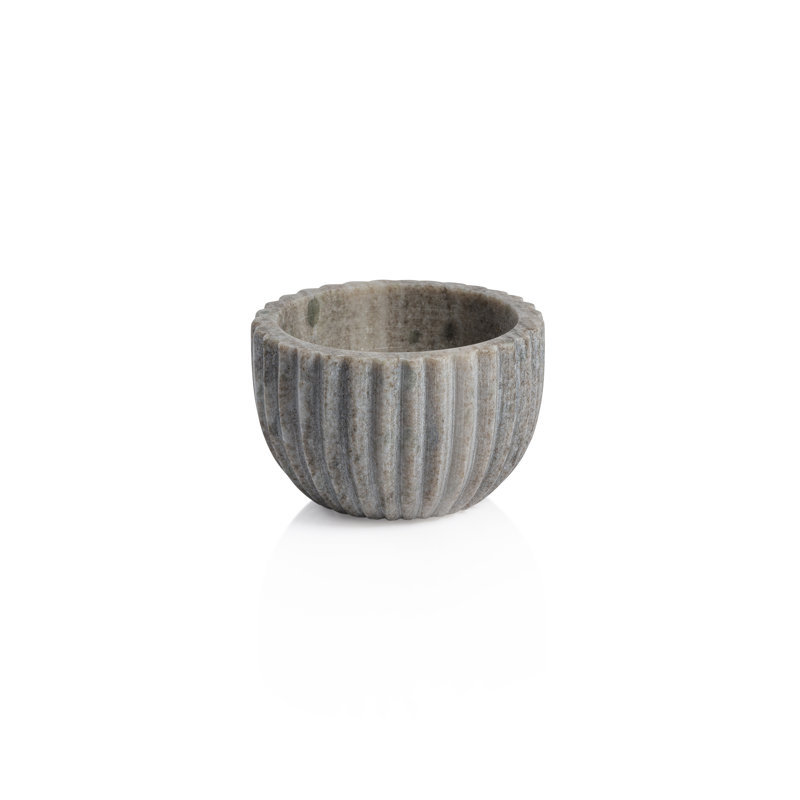 Ebern Designs Trenna Marble Serving Bowl, Gray