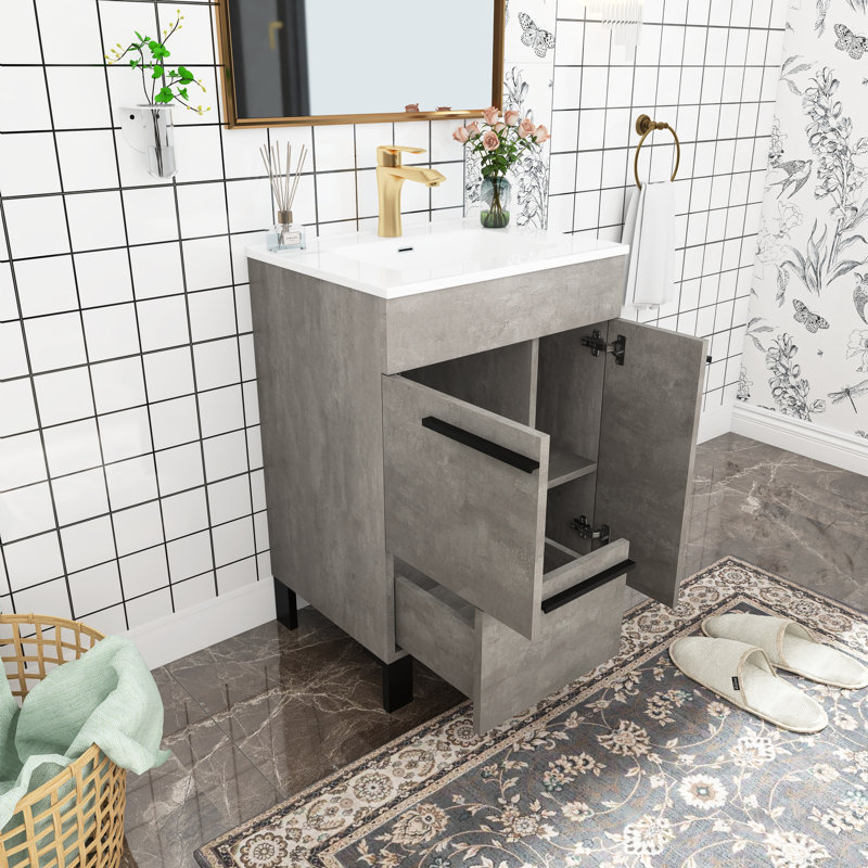 Ensemble de meuble-lavabo simple 24 po avec plateau en céramique Jacyion