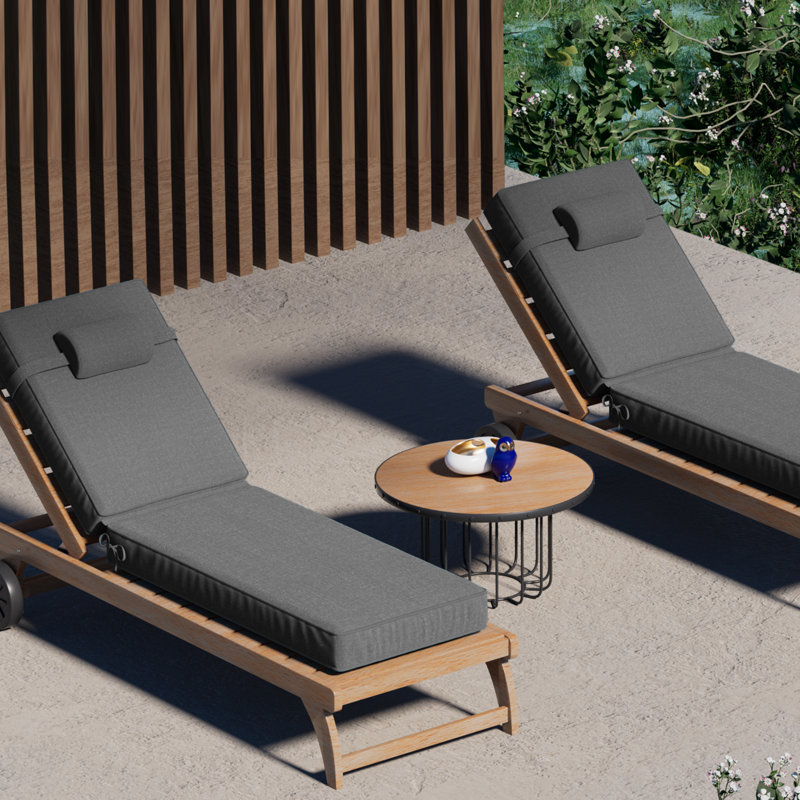 Outdoor Olefin Chaise Lounge Cushions, Dark Gray, 44" W x 21" D