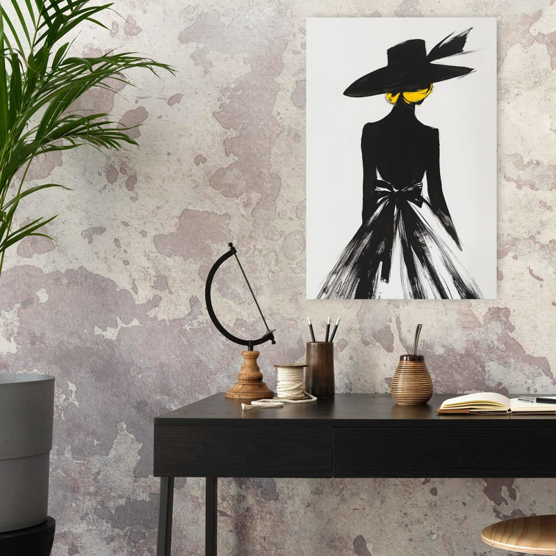 Silhouette élégante de femme élégante, art mural classique élégant, H 24 po x l 16 po