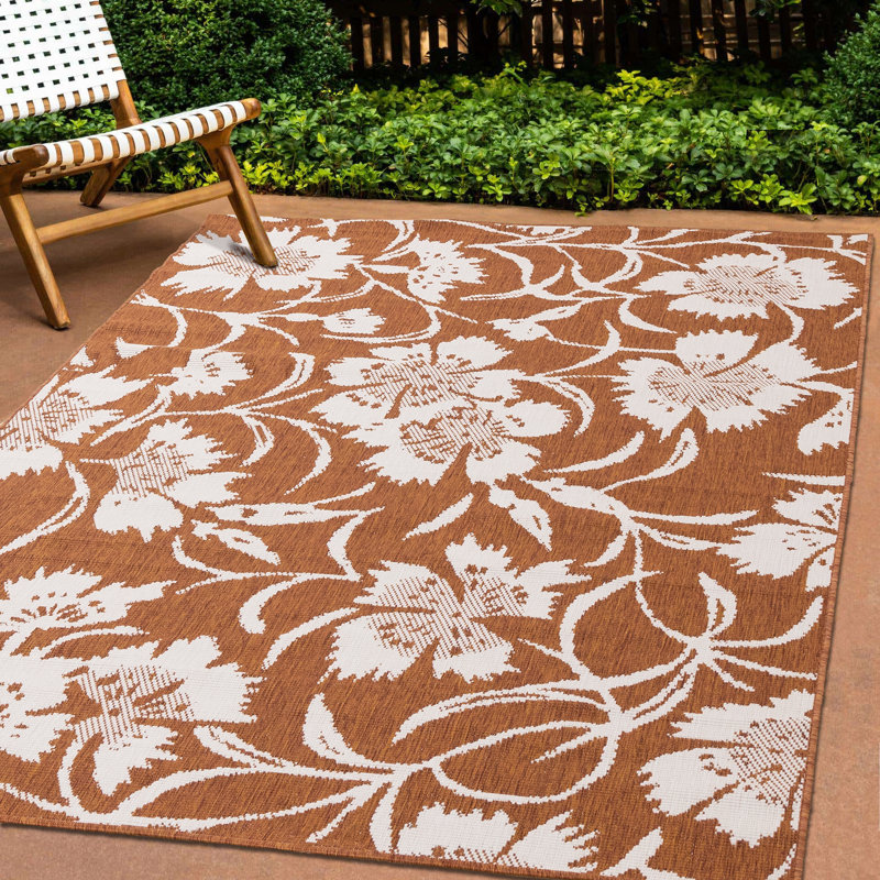 Tapis de salon en polypropylène botanique Eusden, Rectangle 7 pi 10 po x 11 pi 2 po