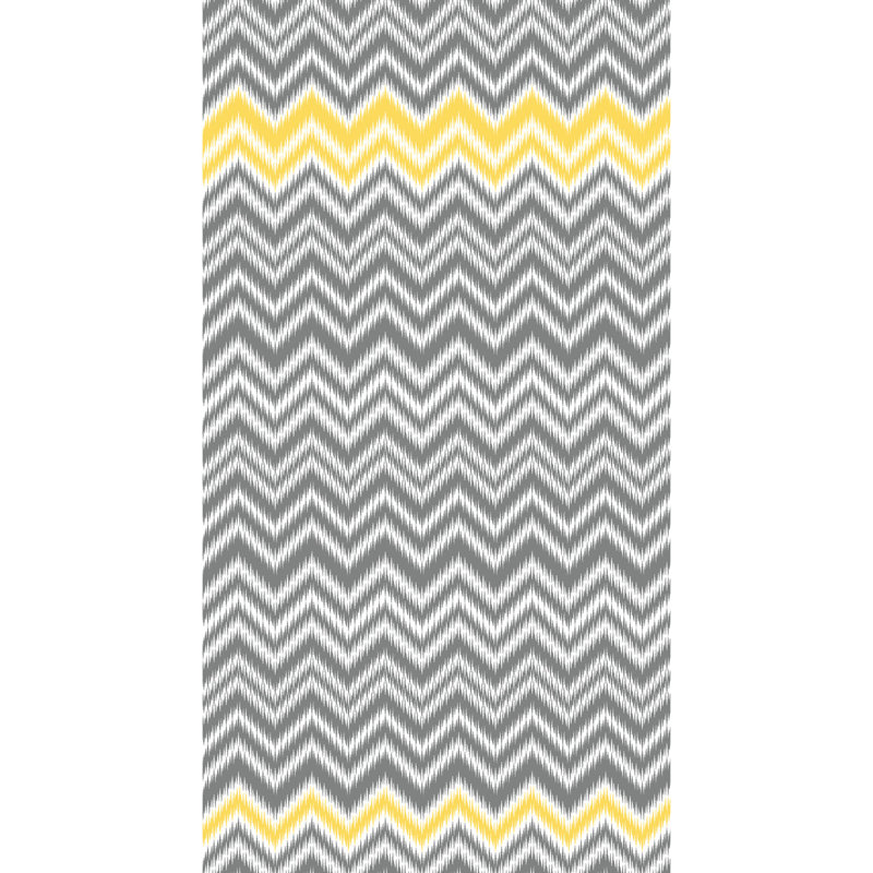 Tapis à chevrons en coton tissé à la machine en jaune / gris, Rectangle 3 pi 3 po x 4 pi 11 po