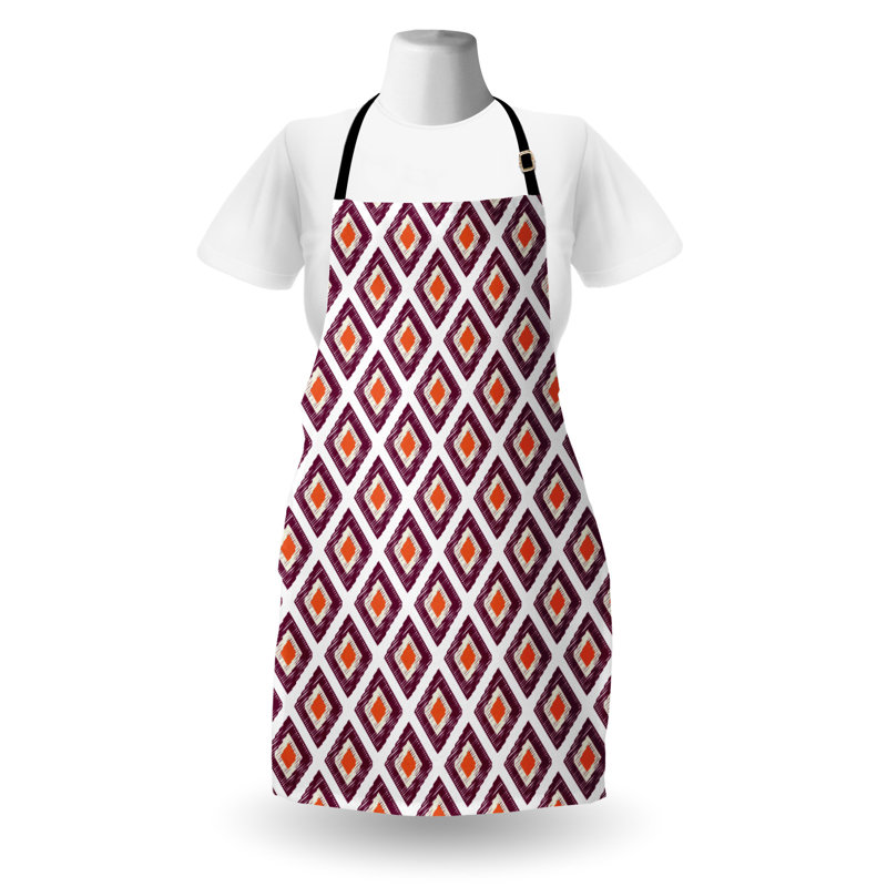 Tablier géométrique East Urban Home, reproduction d'art triangles, taille adulte, souci prune blanc