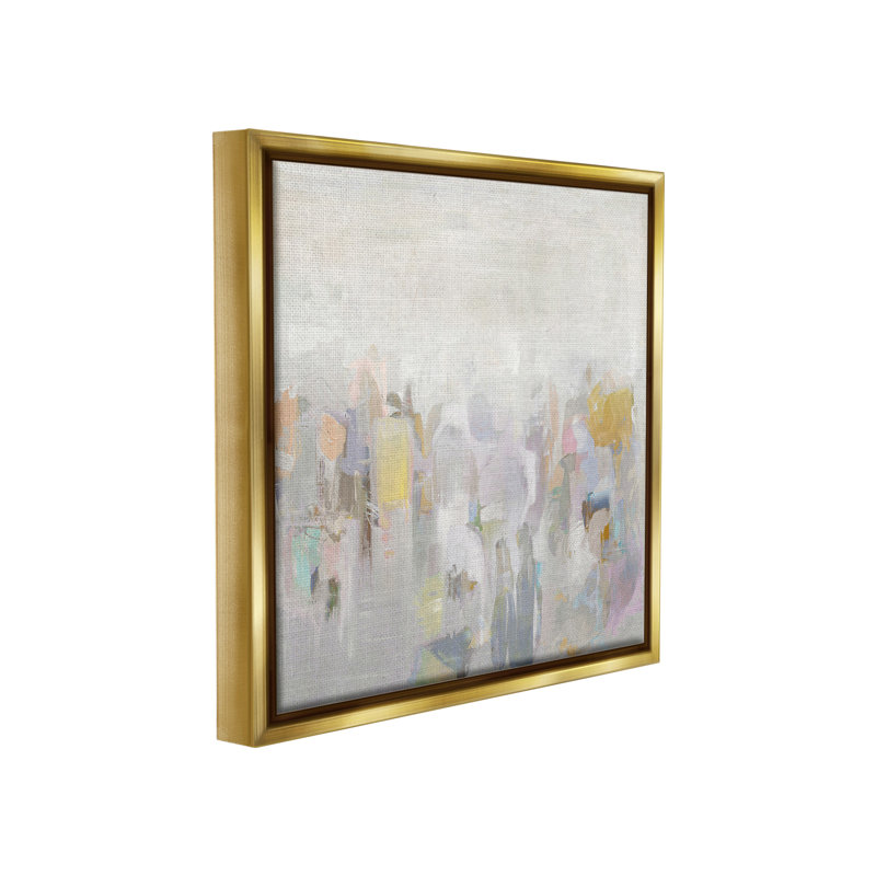"Soft Gray Horizon" par Rachel Springer sur toile, Cadre flottant métallique doré, H 25 po x l 25 po