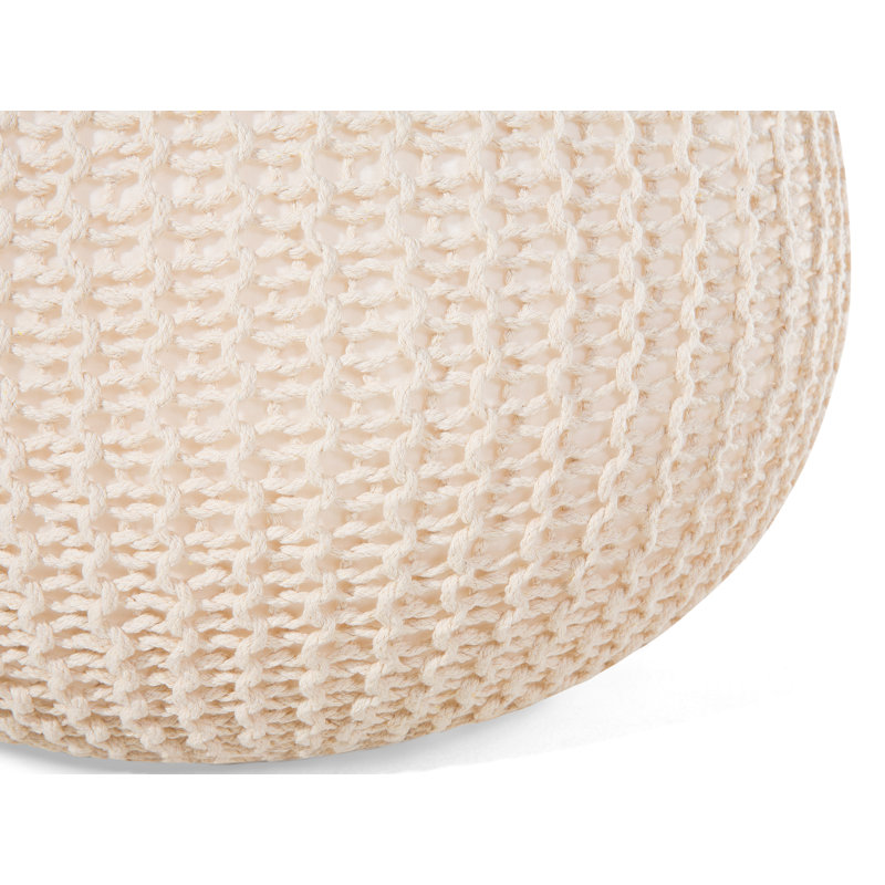 Bentall 40cm Wide Round Solid Colour Pouffe Ottoman, Beige