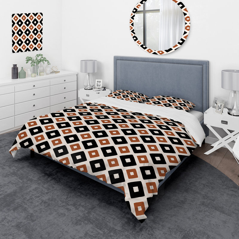 Ensemble de housse de couette en microfibre brun / noir Pooranmal, Housse de couette simple + 1 taie décorative stan