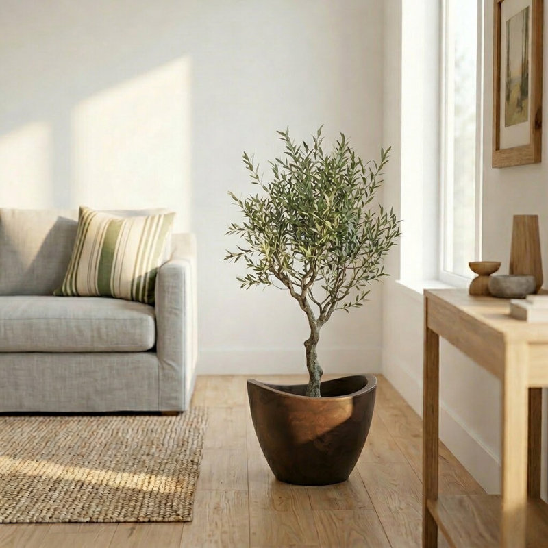 Pot à fleurs rond Vinisha ECOBO EcoFriendly, H 11,8 po x l 15,8 po x P 15,8 po, Brun