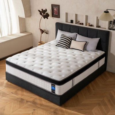 Matelas hybride en mousse de gel de refroidissement moyen 14 po avec ressorts ensachés certifiés Certipur-us, soulagement de la pression, isolement du mouvement
