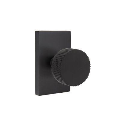 Emtek Select Passage Knobset w/ Modern Rectangle Rosette, Conical Stem & Straight Knurled Knob