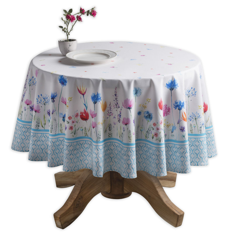 Floral 100% Cotton Round Tablecloth, 63" L x 63" W, Floral 2