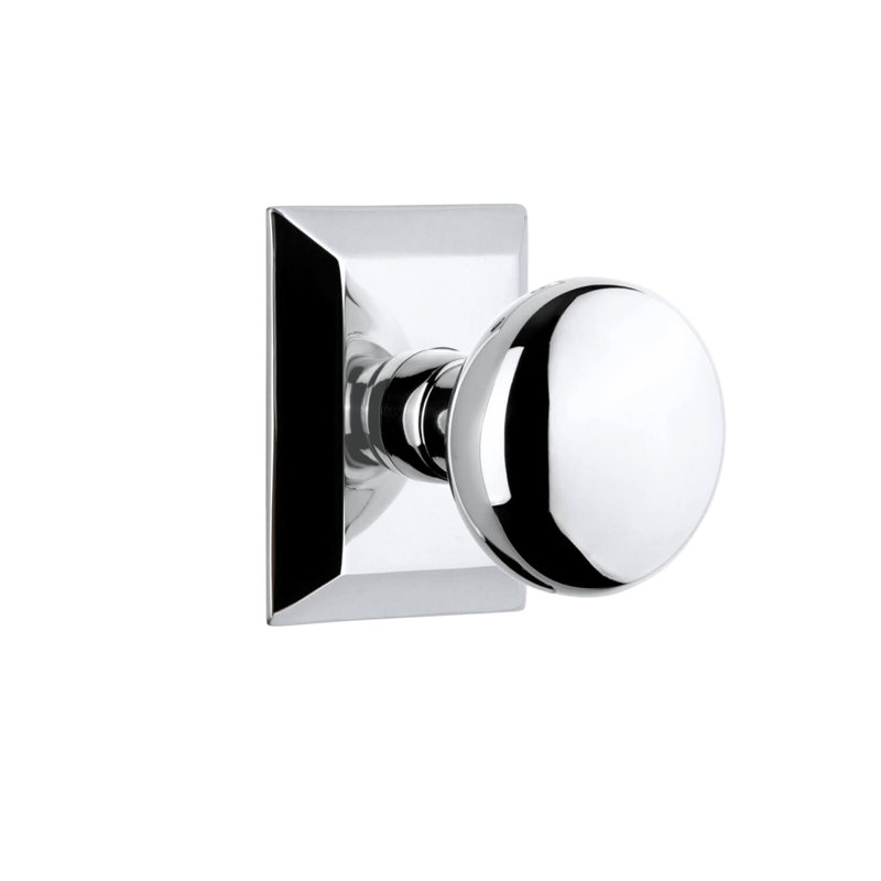 Grandeur Fifth Avenue Square Rosette Double Dummy with Fifth Avenue Knob, Bright Chrome