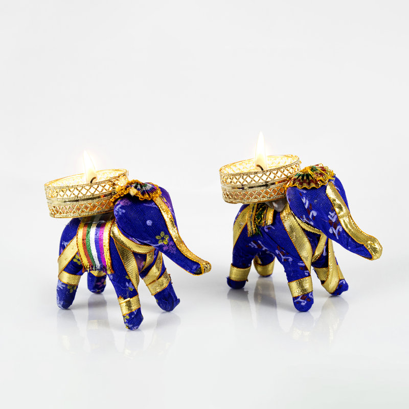 2 Piece Metal Tabletop Tealight Holder Set, Purple