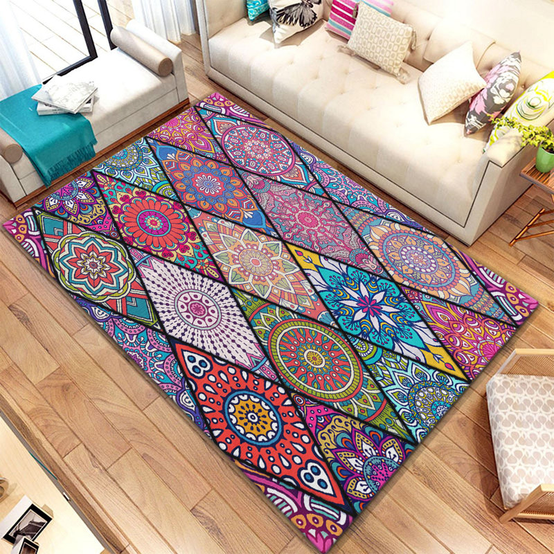 Stylish Woven Area Rug, 5.2 x 7.5 Feet, 100% Polyester with Non-Slip Felt Dot Underside | Pile Height: 0.4 inches, Total Thickness: 0.4 inches | Machine Washable, Digital Printed, Perfect for Living Room & Bedroom Decor