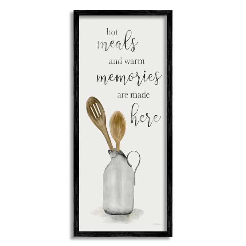 " Meals & Memories Phrase ", 30" H x 13" W x 1.5" D, Midnight Black Framed Giclee
