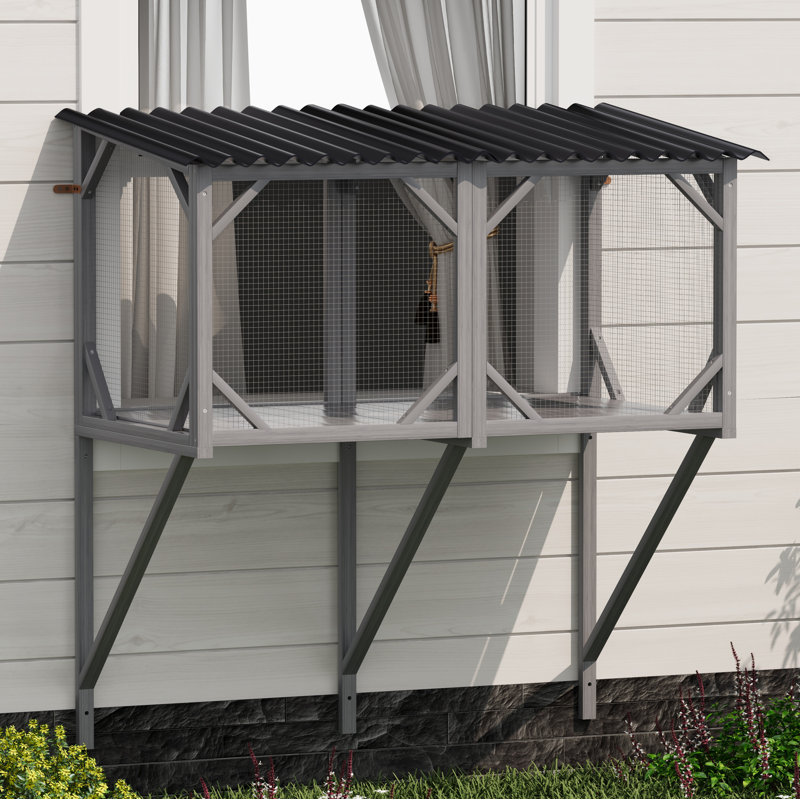 Catio, boîte de fenêtre pour animaux domestiques, Gris
