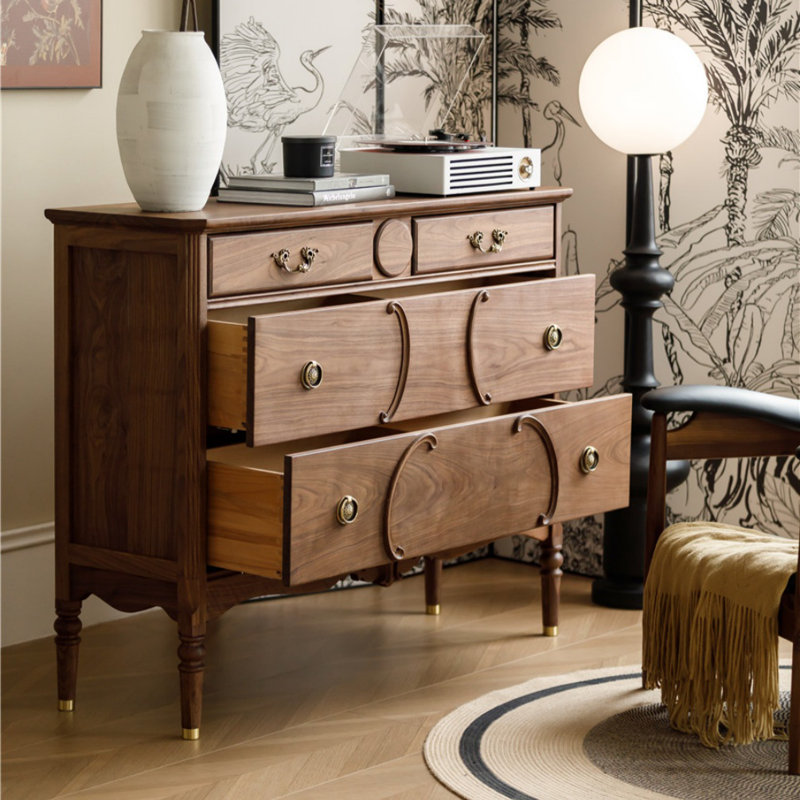 Commode d'appoint en bois massif noyer noir