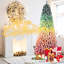 Arbre de Noël coloré de 6 pi avec effet de dégradé arc-en-ciel, 1326 pointes, aspect enneigé givré, conception à charnières et support en métal pour la célébration des Fêtes-529080845