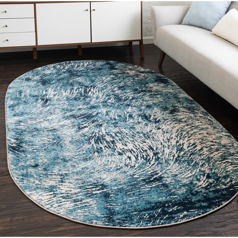 Tapis bleu Hartsville, Ovale 5 pi x 8 pi