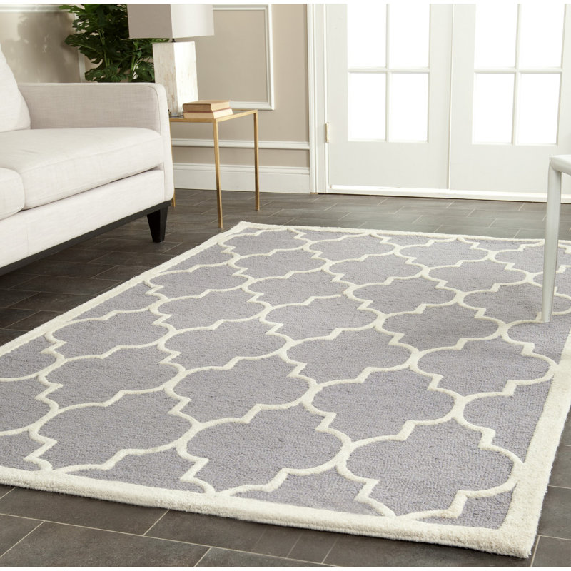 Tapis géométrique en laine touffeté à la main Cambridge, Rectangle 7 pi 6 po x 9 pi 6 po