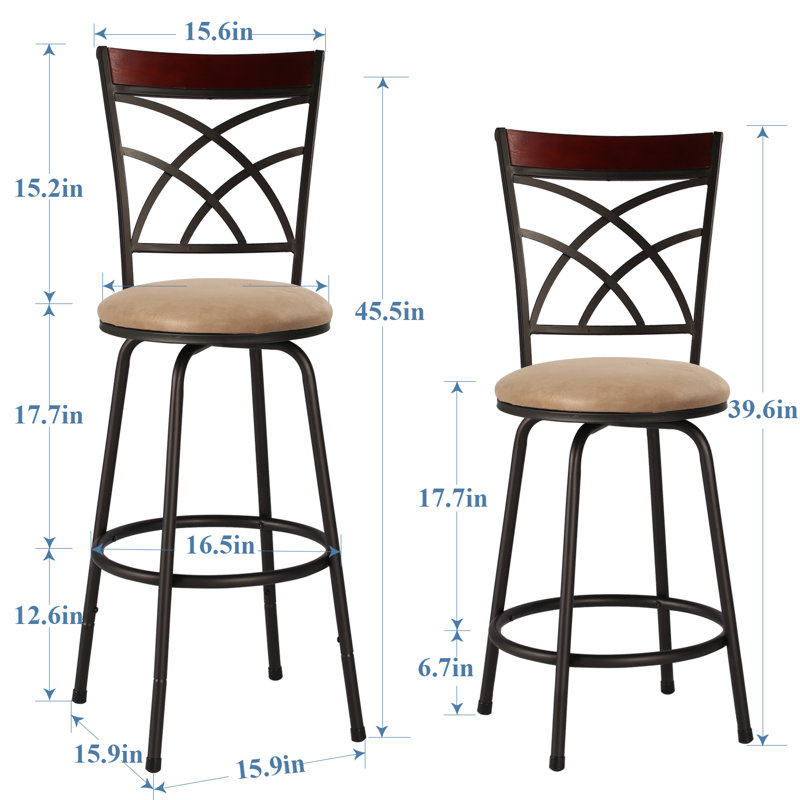 Bumpy Swivel Upholstered Adjustable Height Counter Stool with Metal Frame, 2