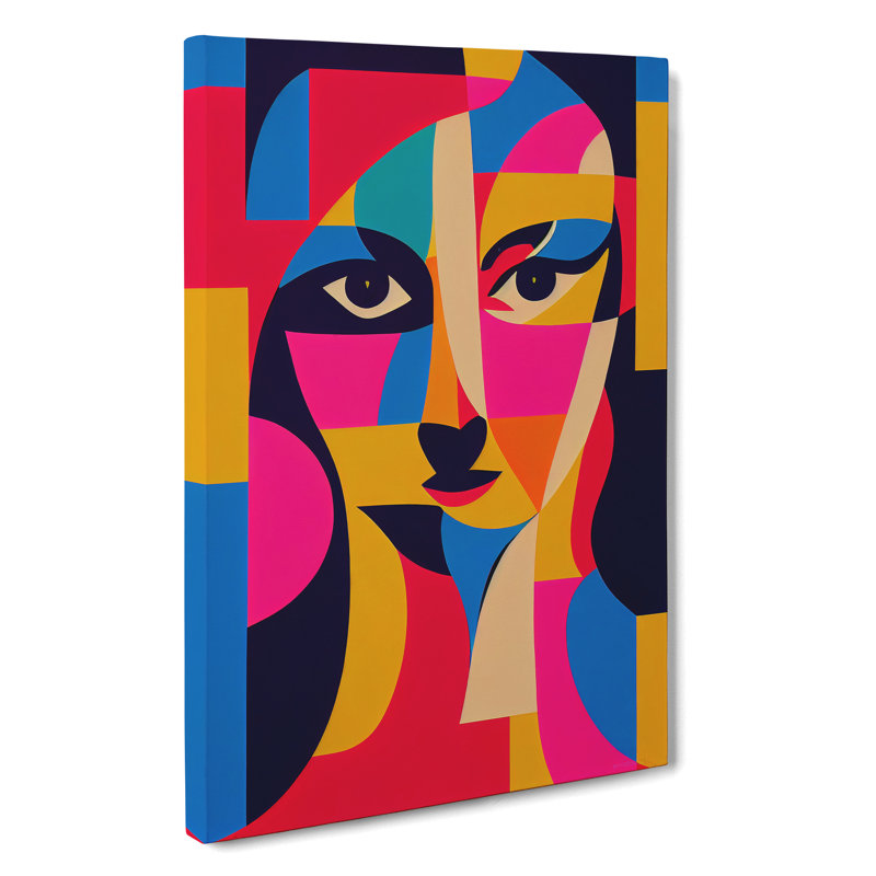 Woman Abstract Cubism No.2 - Wall Art, 50cm H x 35cm W x 3cm D, Wrapped Framed