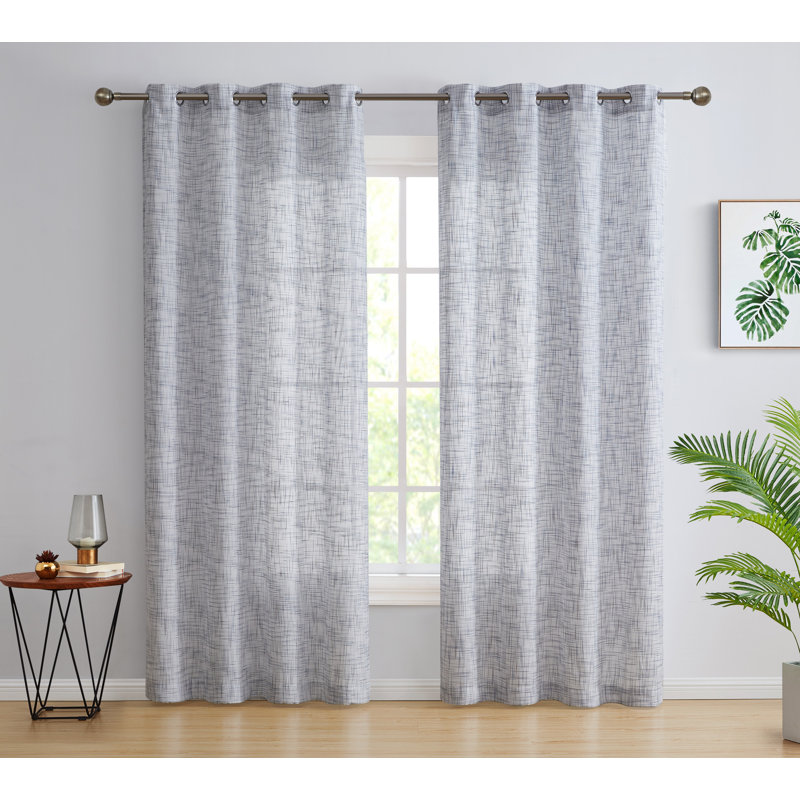 Paire de rideaux semi-transparents avec œillets Jerome, Gris, L 54 po x L 63 po