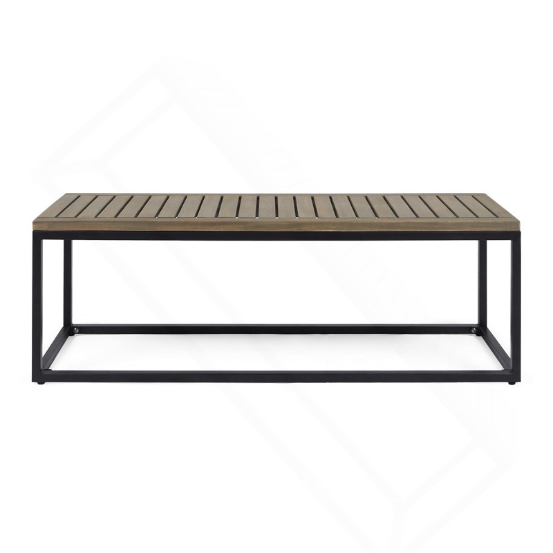 Banc industriel en bois et métal, Gris