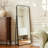 Black-Framed, Rounded-Corner Rectangular Floor Mirror, 56" X 21", Full-Length Design, Suitable For Home Décor.