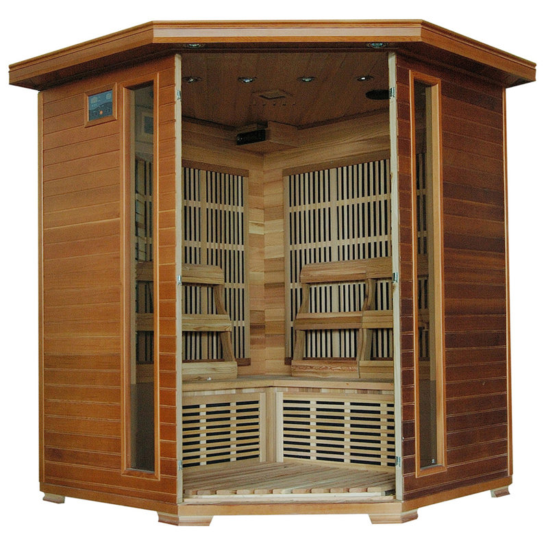 Heatwave 4-Person Cedar Corner Infrared Sauna with 10 Carbon Heaters