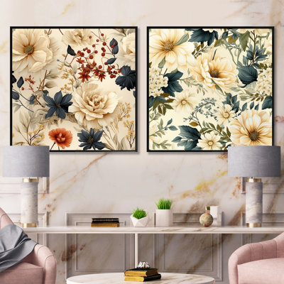 Amandine - Abstract Botanicals Square Collage Set Of 2