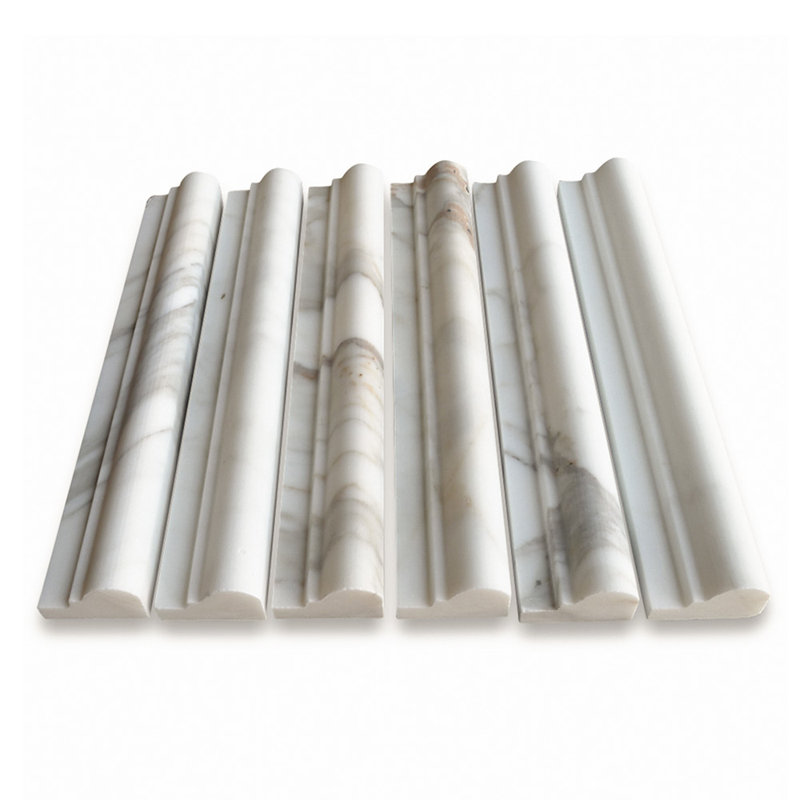 12 in. x 2 in. Marble Tile, Gray/White