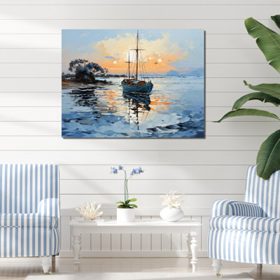 Bateau, art mural, impression de bord de mer