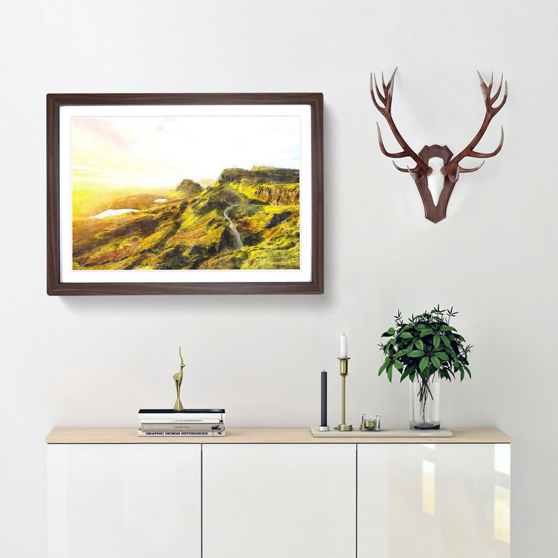 Road Through the Isle of Skye in Scotland - Framed Print, 24cm H x 33cm W x 2cm D, Walnut Framed