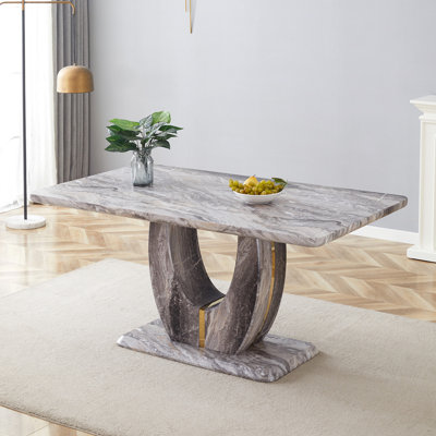 Rectangular Dining Table, Modern Table with U-Shaped Base