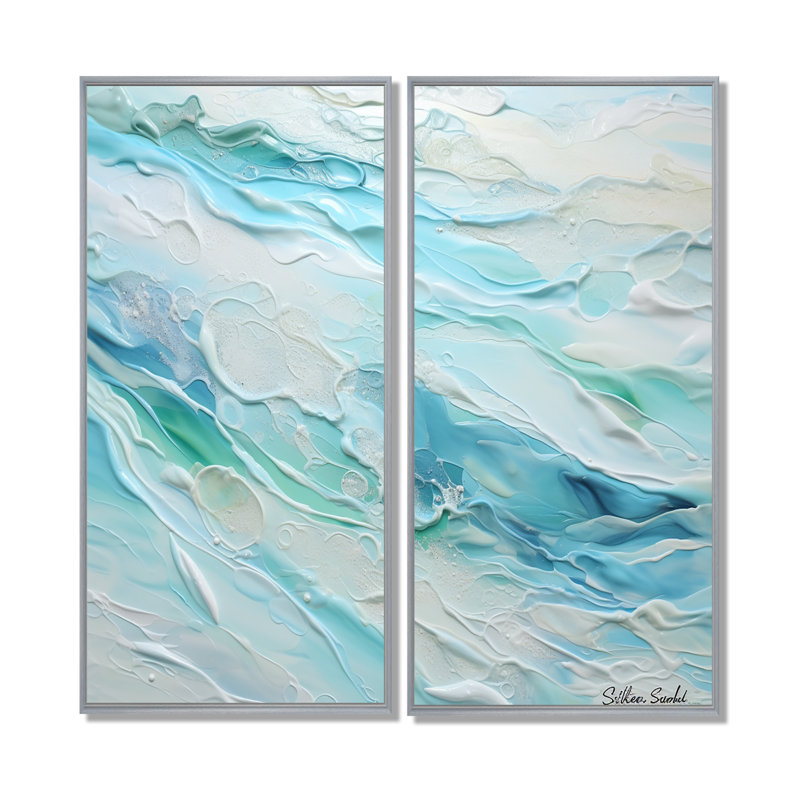 «Ocean Charm», impression sur toile, océan côtier, H 32 po x l 32 po, Reproduction encadrée sans passe-partout, Argent argent