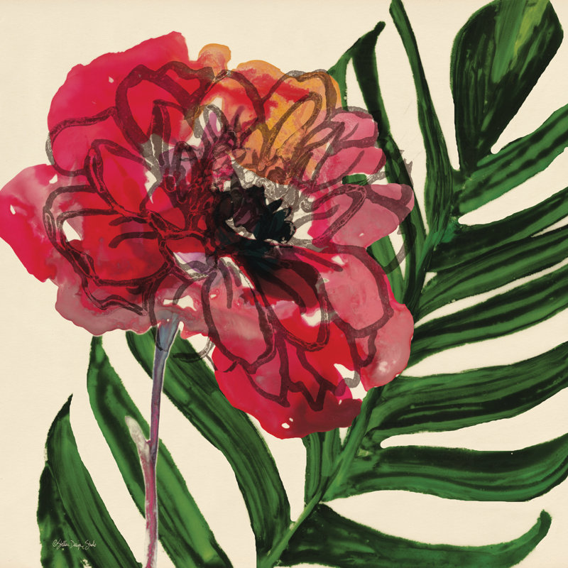 " Tropical Floral 1 " by Stellar Design Studio, Black Floater Framed, No, 36" H x 36" W