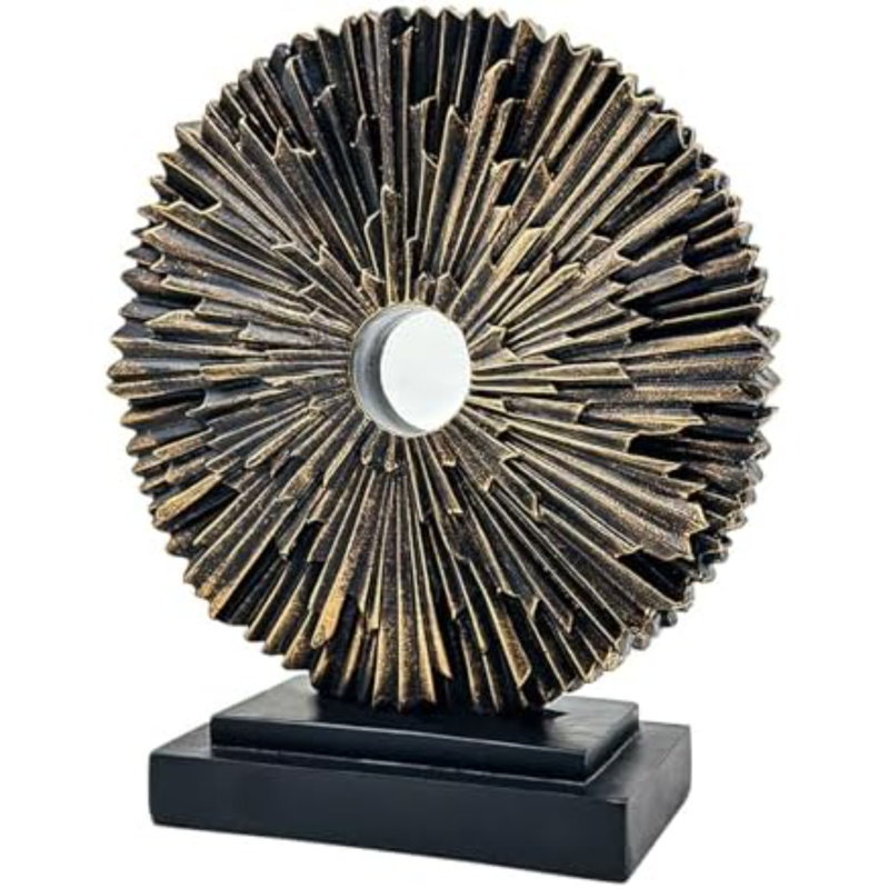 Abstract Statue For Home Decor,Office Desk Sculpture For Men,Creative Round Line Ornament For Bookshelf,Modern Decorative Sculpture,Bedroom,Livngroom,Table(Black)
