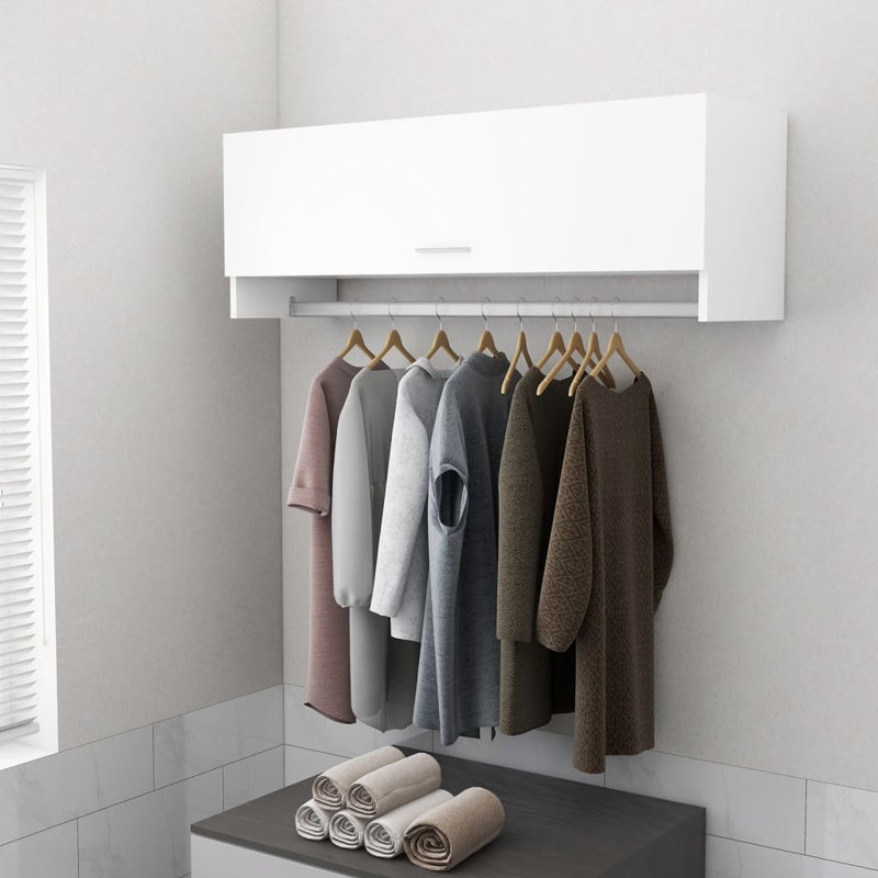 Ayanle 1 Door Wardrobe, White, 35cm H x 100cm W x 32.5cm D