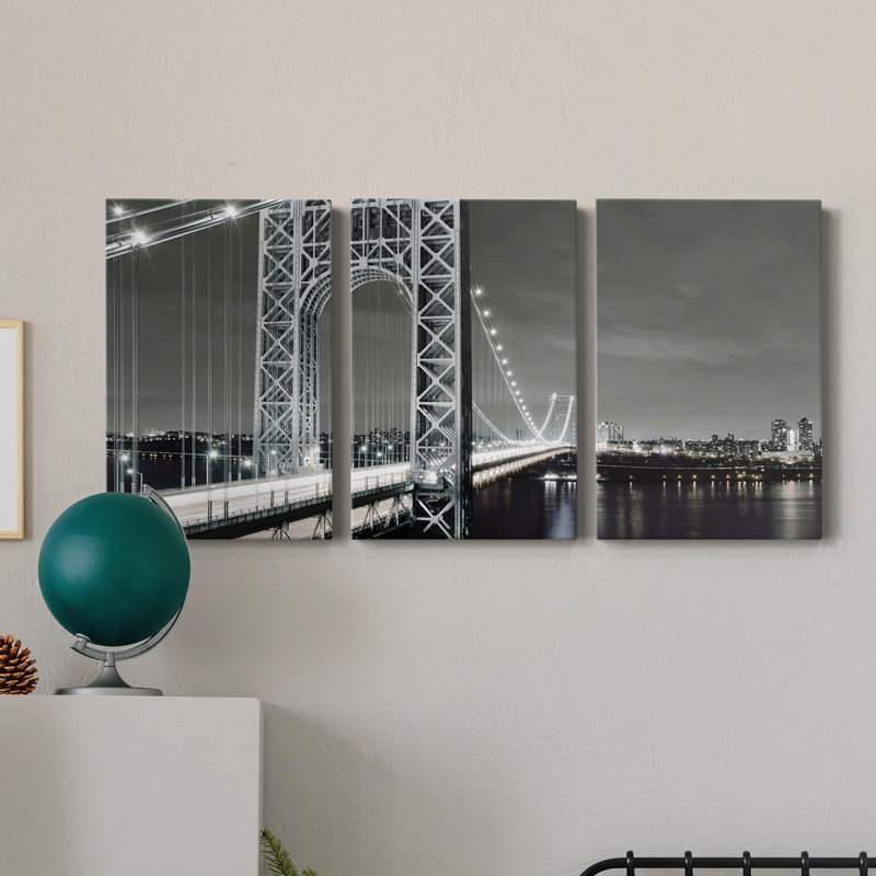 City Lights - Toile tendue avec châssis de qualité supérieure - Prêt à être accroché, H 60 po x l 120 po x P 1 po