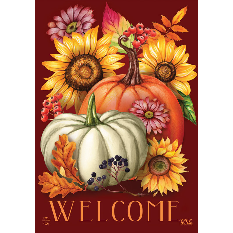 Drapeau de maison d'automne floral