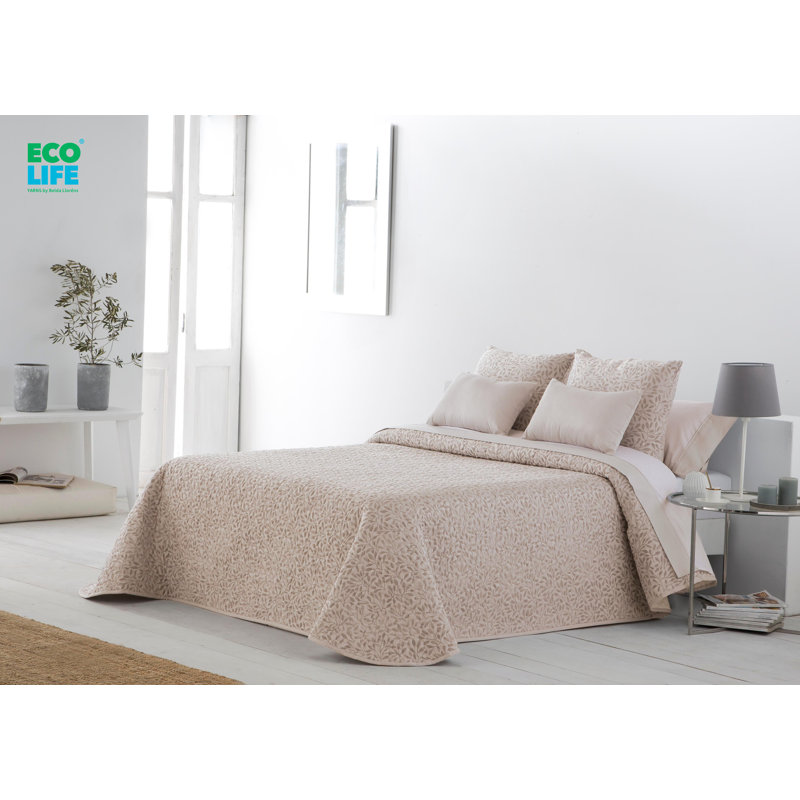 Rossmoor Polyester Floral Bedspread, Beige, 235 x 240 cm Bedspread